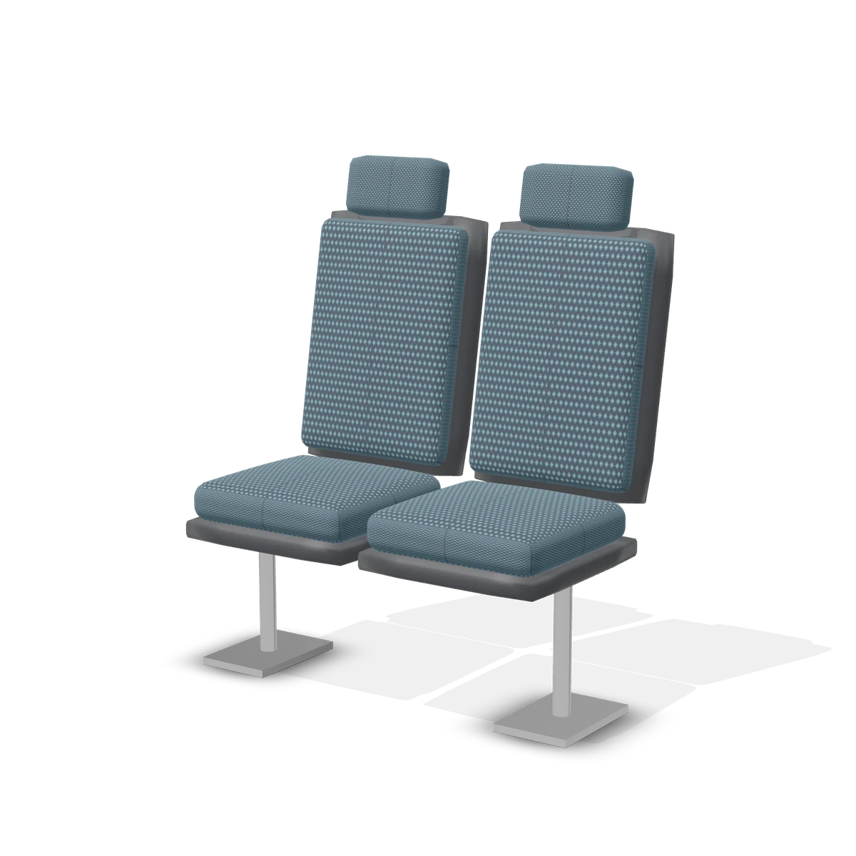 Pair of transit seats in patterned moquette